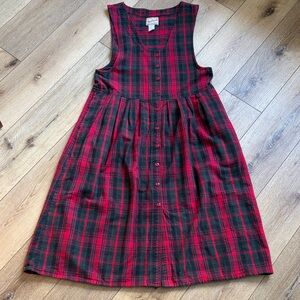 Vintage Woolrich Plaid Cotton Jumper Dress Women's Size XL Cottage Farm